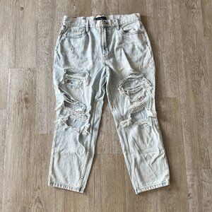 Womens Aeropostale Light Denim White Washed Mom Jeans - 14